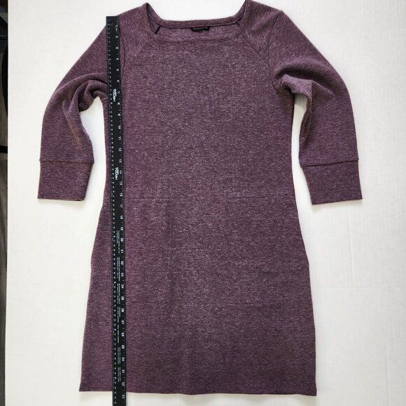 Nau Sweatshirt Dress Short XS Plum Heathered Square Neck Long Sleeve Pockets - Picture 8 of 10